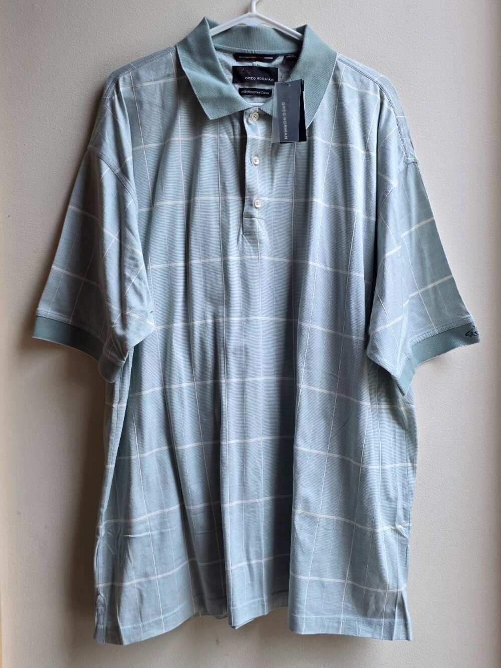 NWT Greg Norman Collection Green Check Golf Polo Shirt Big & Tall Size XXL